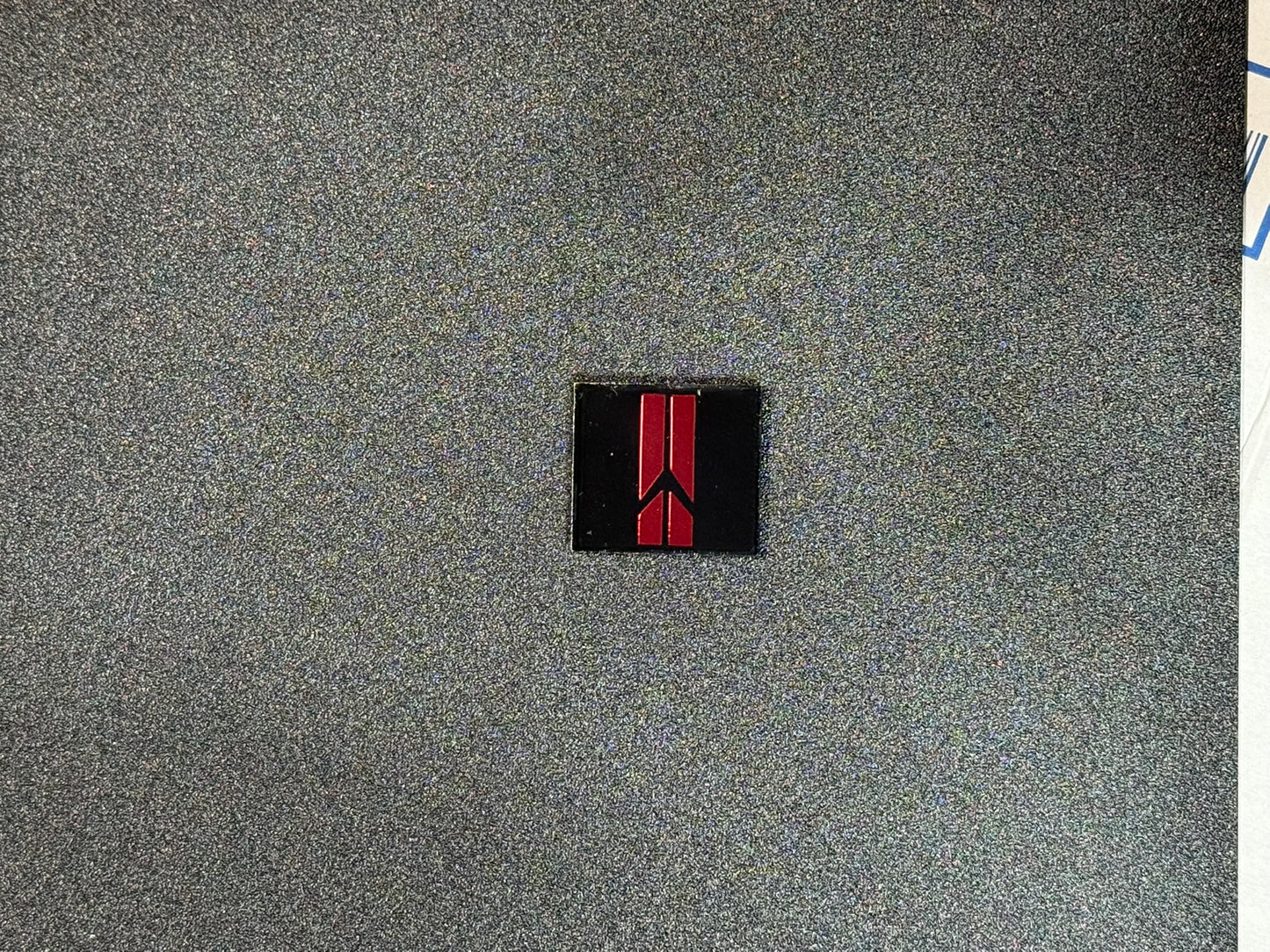 Oldsmobile Rocket Trunk Lock Cover Insert Emblem Reproduction Red Chrome and Black
