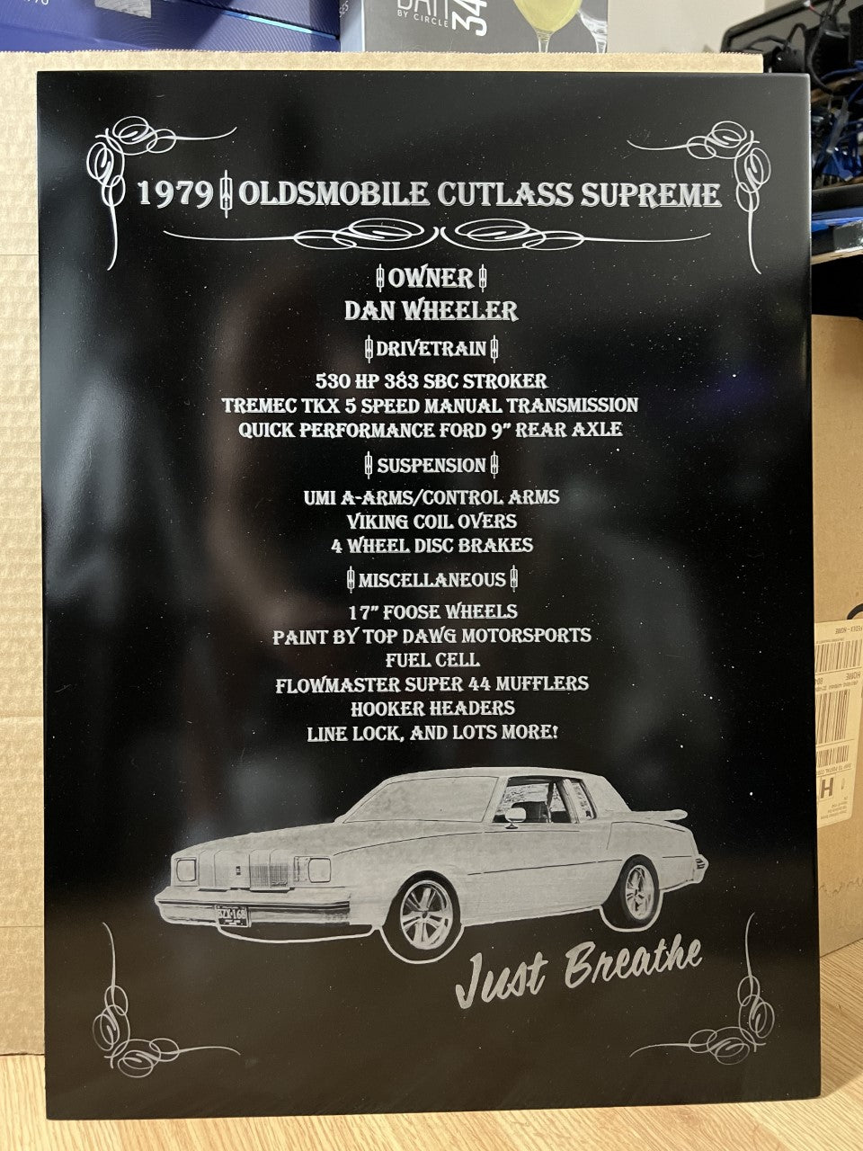 Laser Engraved Car Show Display Sign | Aluminum car show display sign