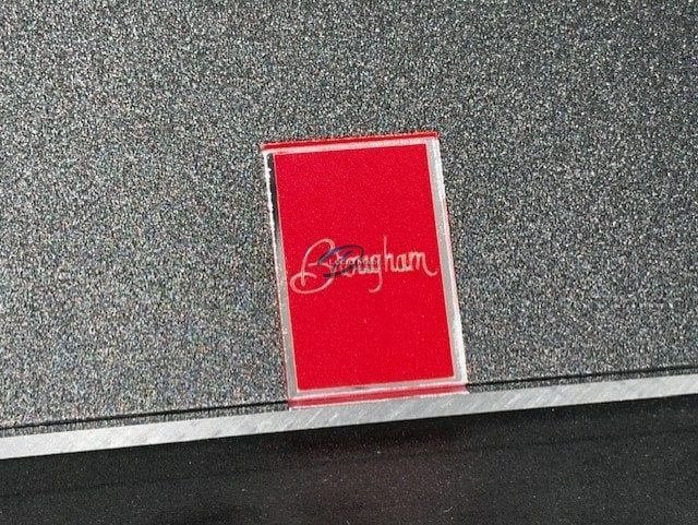 1980 Oldsmobile Cutlass Sedan Supreme Brougham Header Panel Emblem Red Metallic and Chrome Mirror