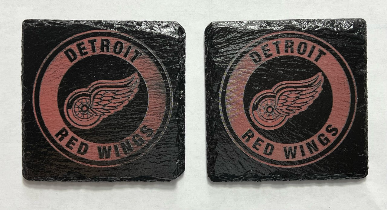 Detroit Red Wings Laser Etched 2 color Stone Coasters