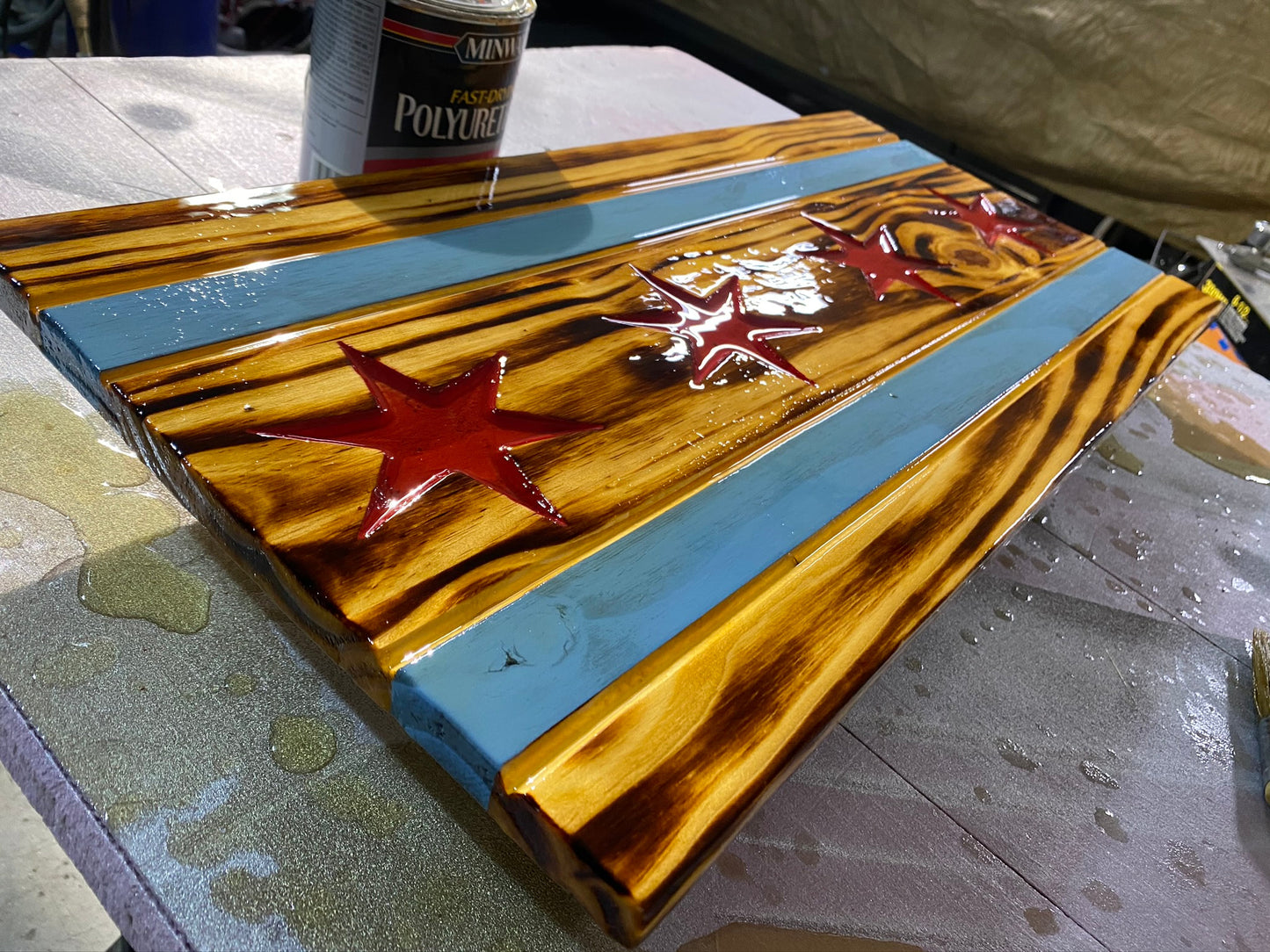 Wooden Chicago Flag | CNC Made