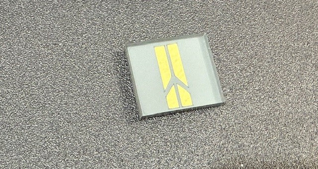 Oldsmobile Rocket Trunk Lock Cover Insert Emblem Reproduction Gray and Gold
