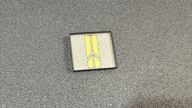 Oldsmobile Rocket Trunk Lock Cover Insert Emblem Reproduction Charcoal & Gold