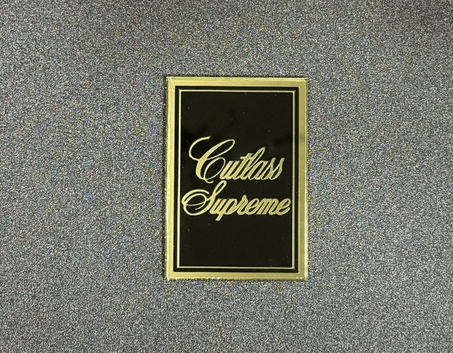 1978 1979 Oldsmobile Cutlass Supreme Header Panel Emblem Cutlass Supreme Black and Gold Mirror