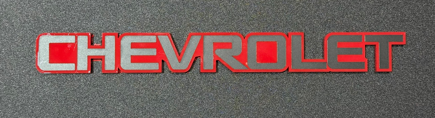 1994 - 2005 Chevrolet Chevy Emblem Gloss Red & Matte BLK Tailgate