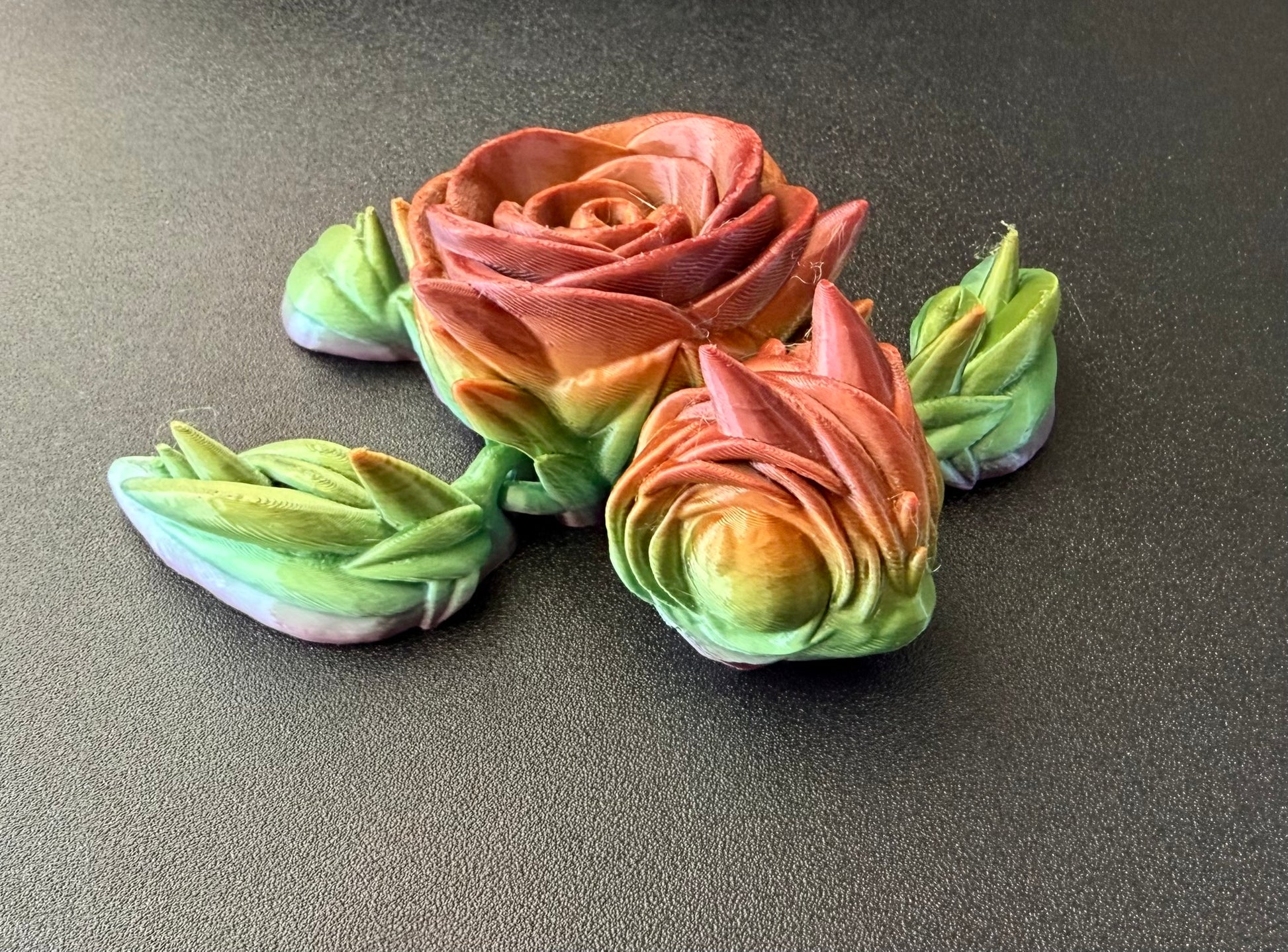 Rose Turtle 3D Printed Articulated Figurine | Floral Turtle Desk & Shelf Decor
