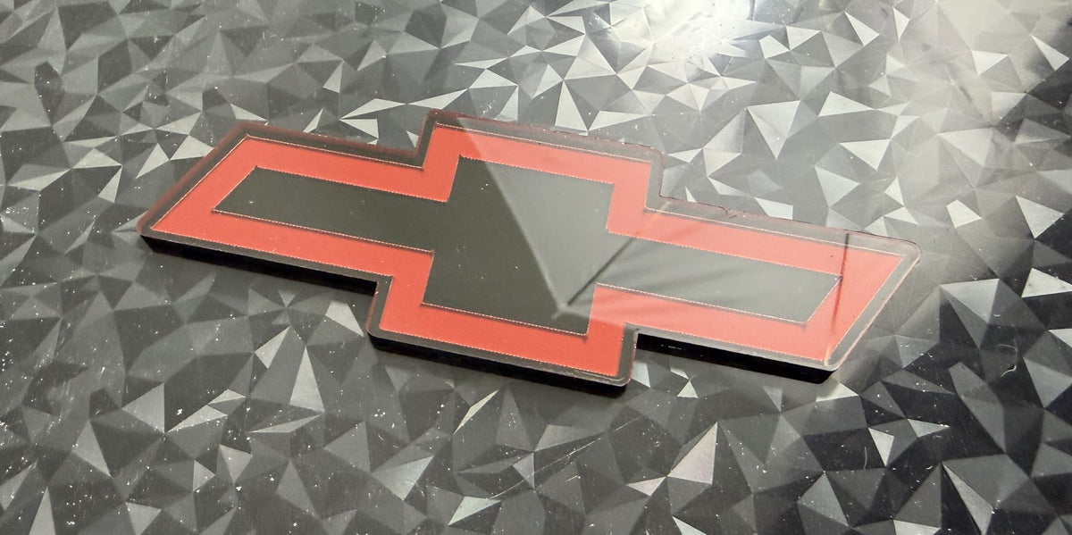 First Gen Chevrolet S10 Front Bowtie Emblem Replacement Black & Red Gloss Grille Specific 89 Baja