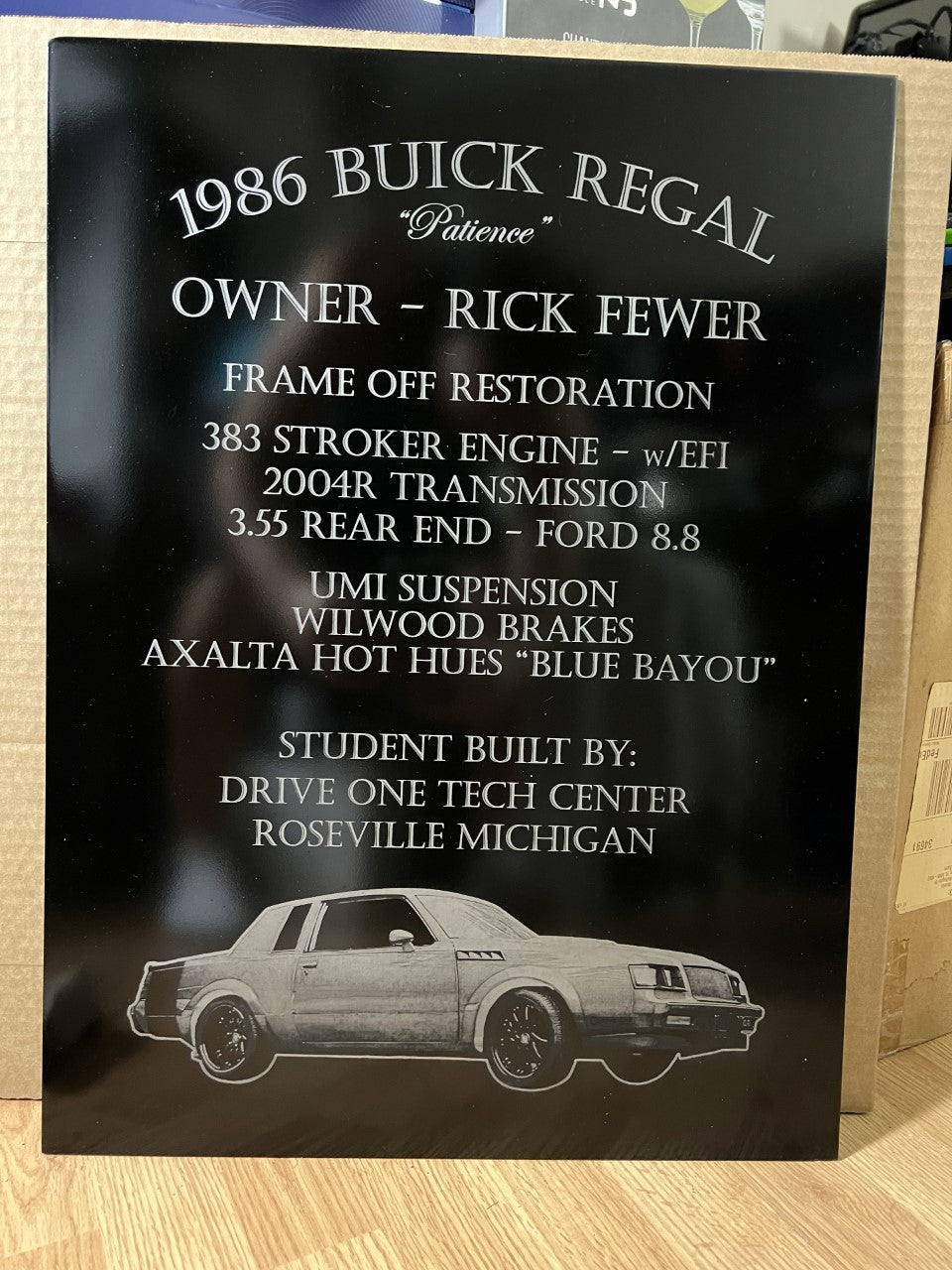 Laser Engraved Car Show Display Sign | Aluminum car show display sign