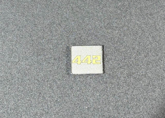 Oldsmobile Cutlass 442 Trunk Lock Cover Insert Emblem Reproduction Charcoal & Gold