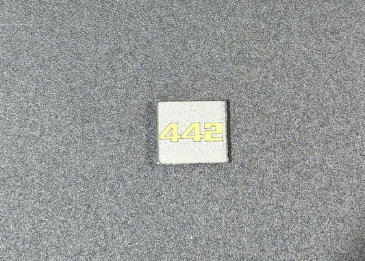 Oldsmobile Cutlass 442 Trunk Lock Cover Insert Emblem Reproduction Charcoal & Gold